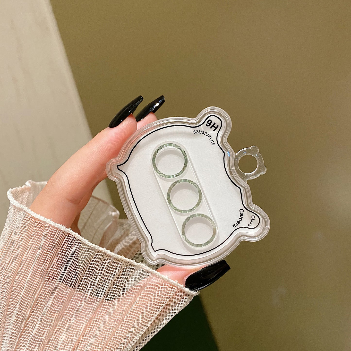 Uniqkart For Samsung Galaxy S23 / S23+ Camera Lens Protector CD Texture Tempered Glass Back Lens Film - Light Green