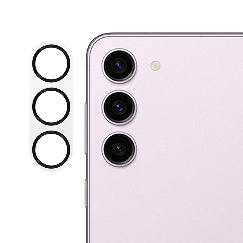 Uniqkart For Samsung Galaxy S23 / S23+ Camera Lens Protector CD Texture Tempered Glass Back Lens Film - Black