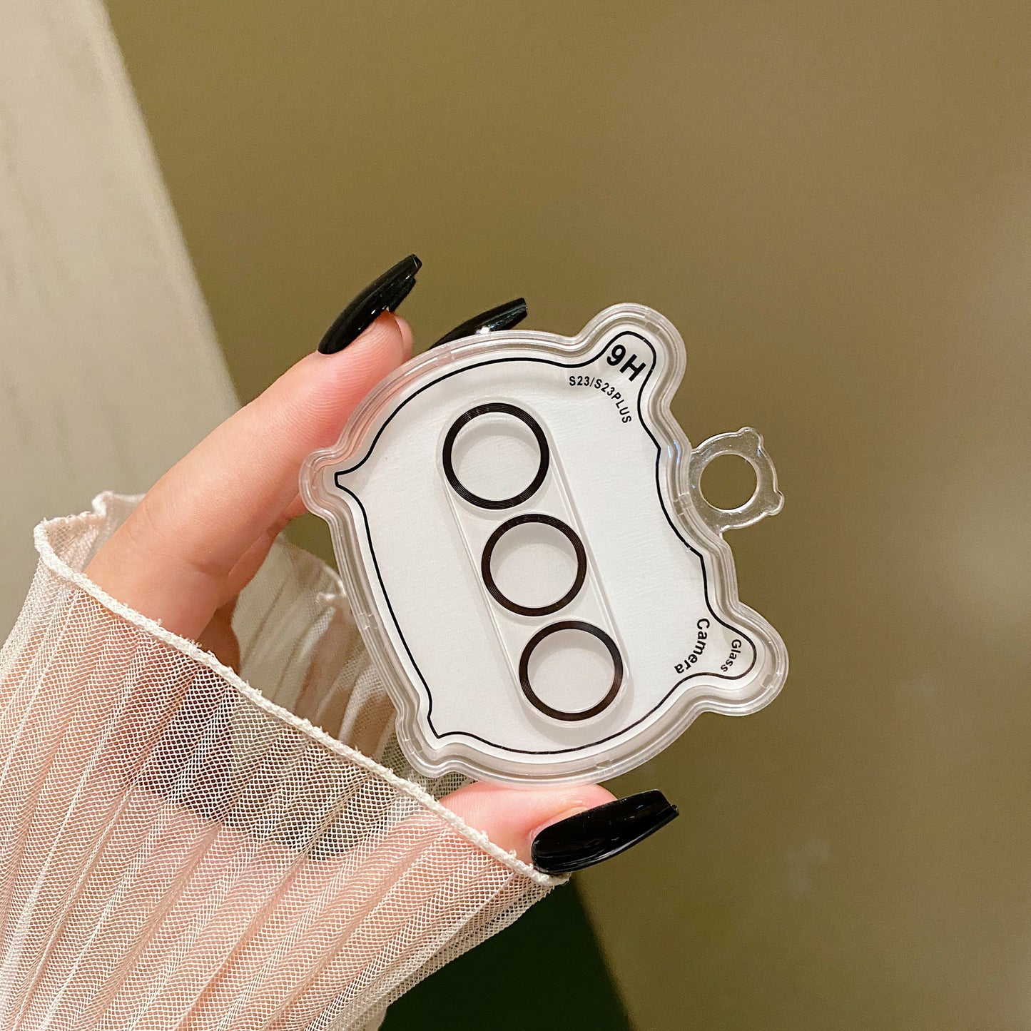 Uniqkart For Samsung Galaxy S23 / S23+ Camera Lens Protector CD Texture Tempered Glass Back Lens Film - Black