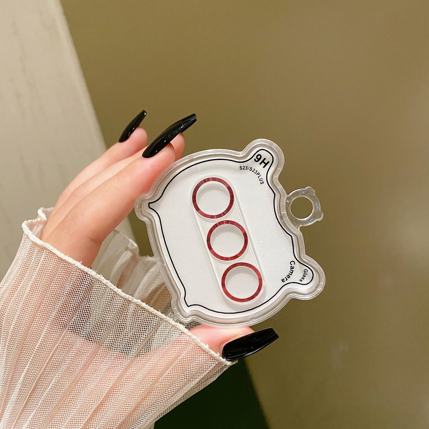 Uniqkart For Samsung Galaxy S23 / S23+ Camera Lens Protector CD Texture Tempered Glass Back Lens Film - Red