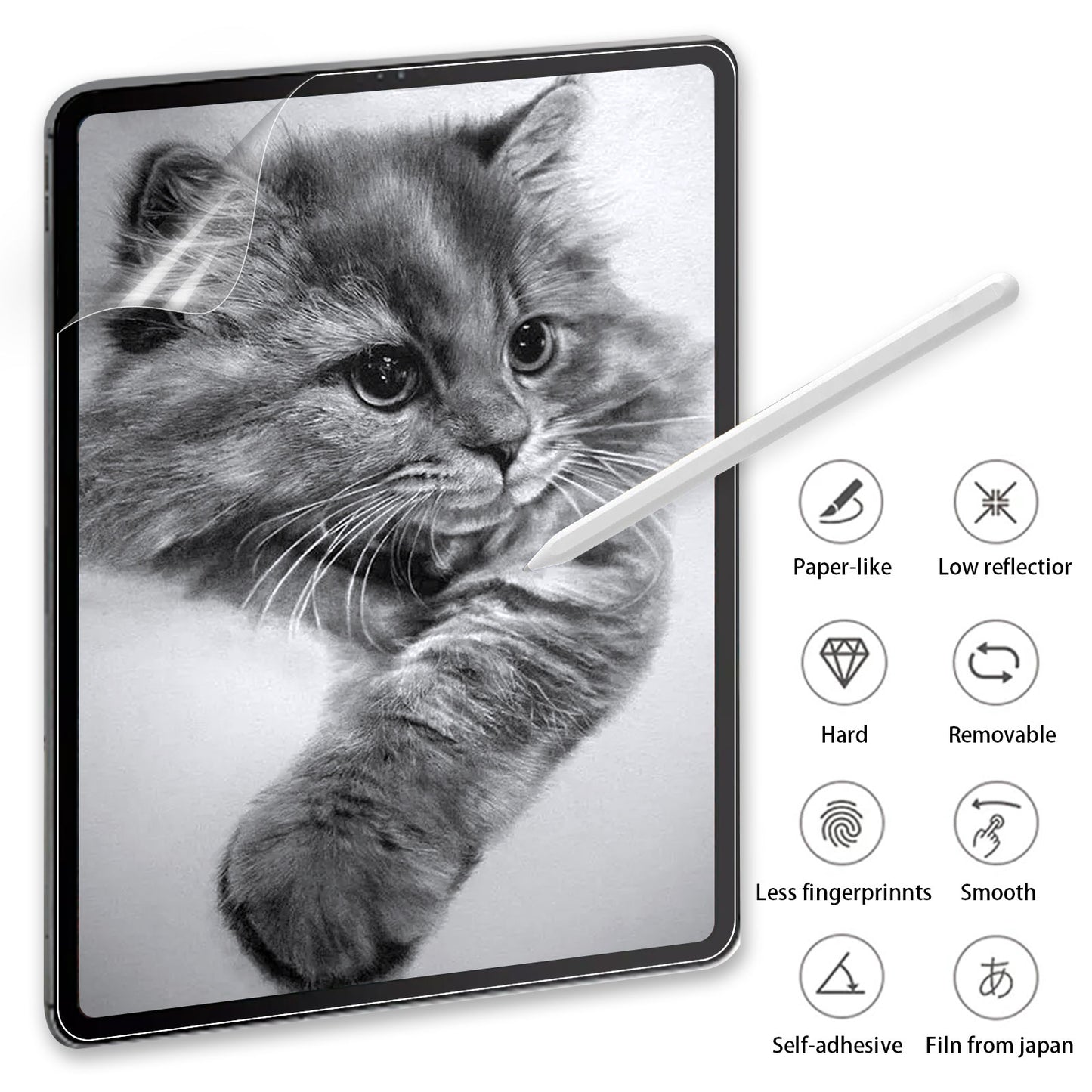 Uniqkart for Samsung Galaxy Tab S9+ Paperfeel PET Screen Protector Anti-Glare Writing Same Like on Paper Clear Film