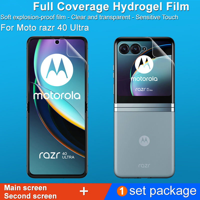 IMAK for Motorola Razr 40 Ultra 5G Hydrogel Protective Film III Full Coverage Soft TPU Clear Screen Film + Back Protector Anti-scratch Film