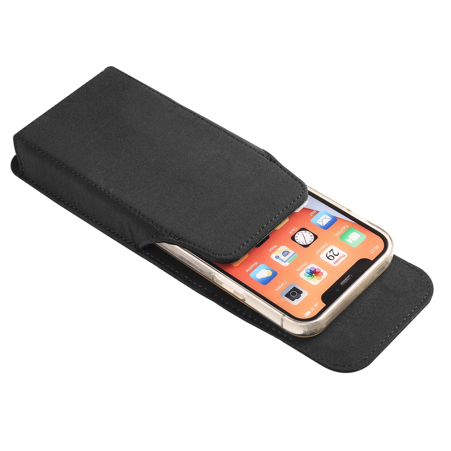 Cell Phone Belt Clip Bag Vertical Nylon Cellphone Holster Outdoor Hiking Belt Loop Pouch with Snap Hook - 6.7inch