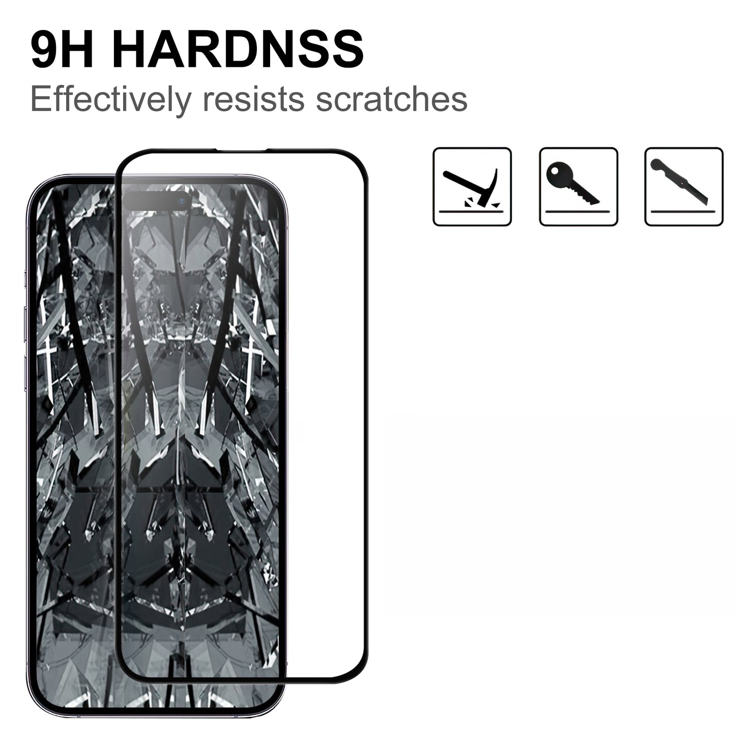 Uniqkart for iPhone 15 Pro Max Cell Phone Screen Protector Full Glue AGC Glass Screen Covering Film with Black Edge