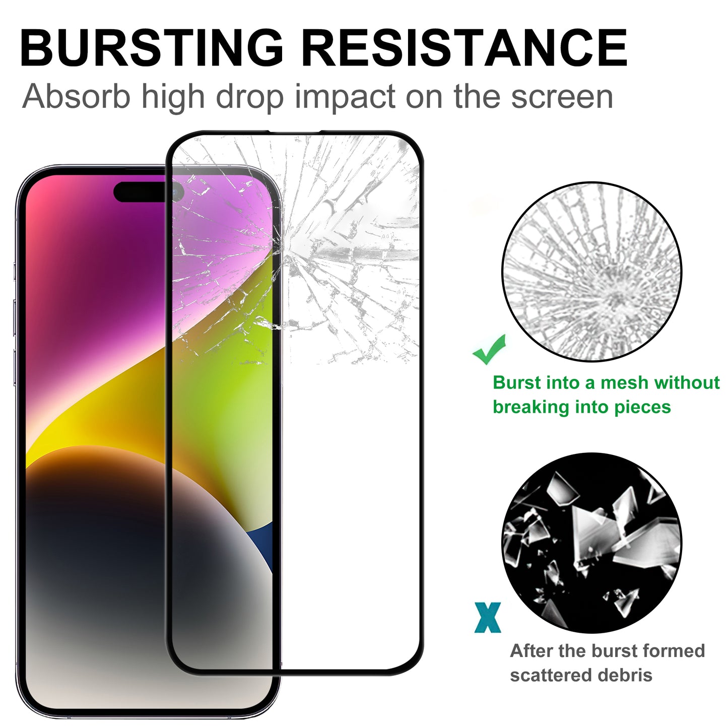Uniqkart for iPhone 15 Pro Phone Screen Protector Black Edge Full Glue AGC Glass Screen Covering Film