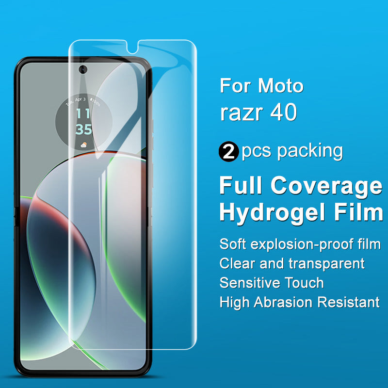 Uniqkart 2Pcs / Set Hydrogel Film III for Motorola Razr 40 5G Screen Protector HD Transparent Soft TPU Screen Film