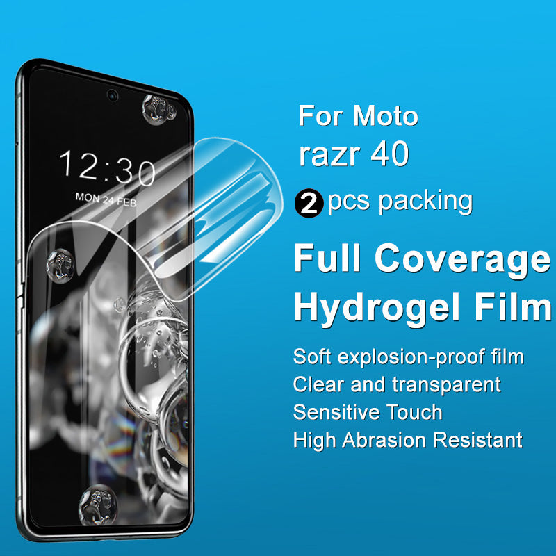 Uniqkart 2Pcs / Set Hydrogel Film III for Motorola Razr 40 5G Screen Protector HD Transparent Soft TPU Screen Film
