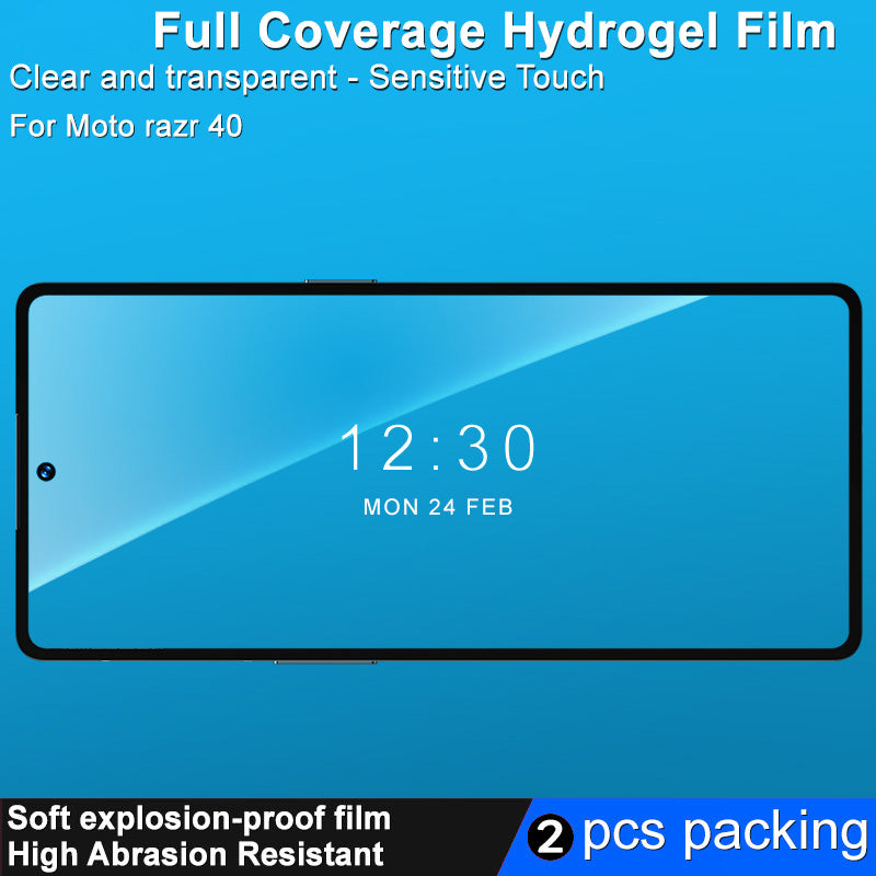 Uniqkart 2Pcs / Set Hydrogel Film III for Motorola Razr 40 5G Screen Protector HD Transparent Soft TPU Screen Film