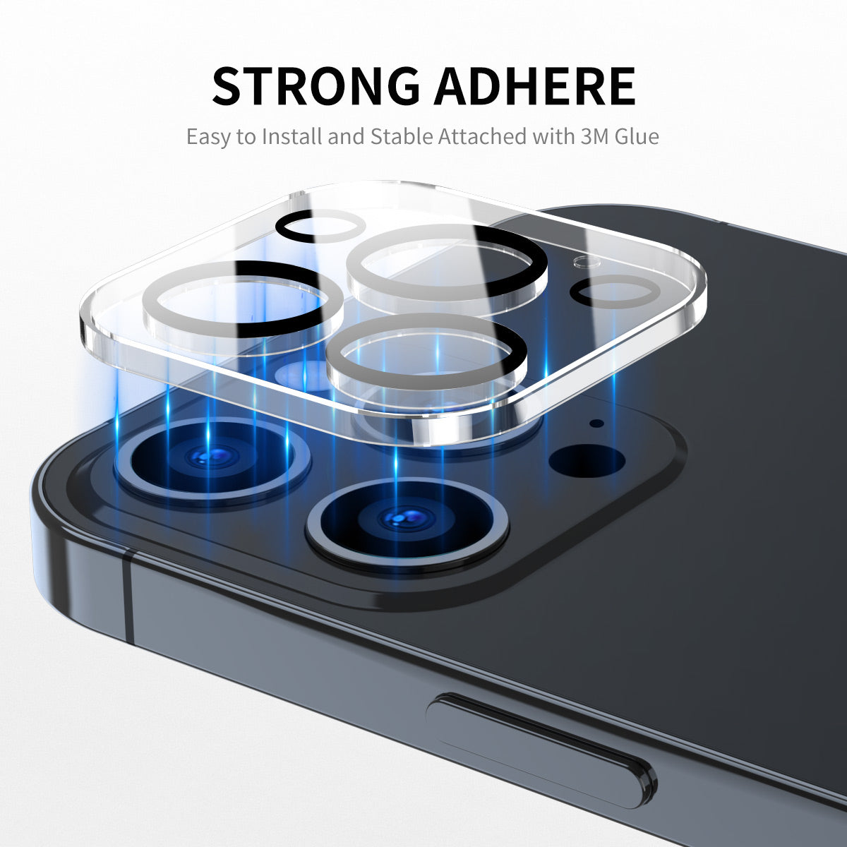 Uniqkart For iPhone 15 Pro / 15 Pro Max Camera Lens Film Full Cover Tempered Glass Back Lens Protector - Black Circle