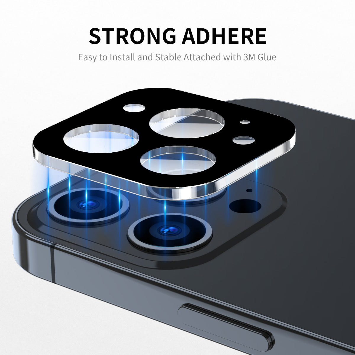 Uniqkart For iPhone 15 Pro / 15 Pro Max Silk Printing Camera Lens Film Full Cover Tempered Glass Lens Protector