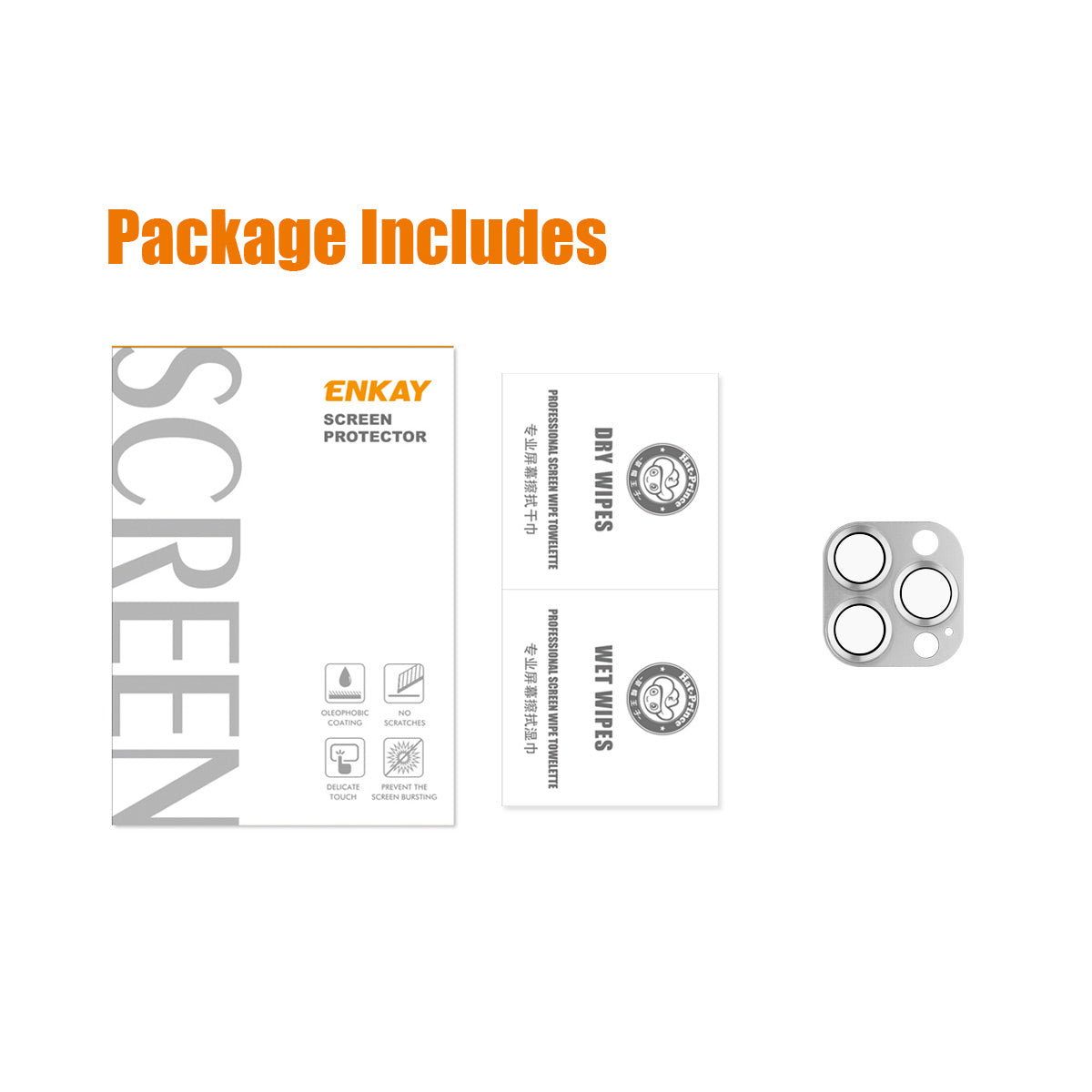 HAT PRINCE ENKAY For iPhone 15 Pro / 15 Pro Max Full Cover Camera Lens Film Aluminum Alloy + Tempered Glass Integrated Rear Lens Protector - Silver