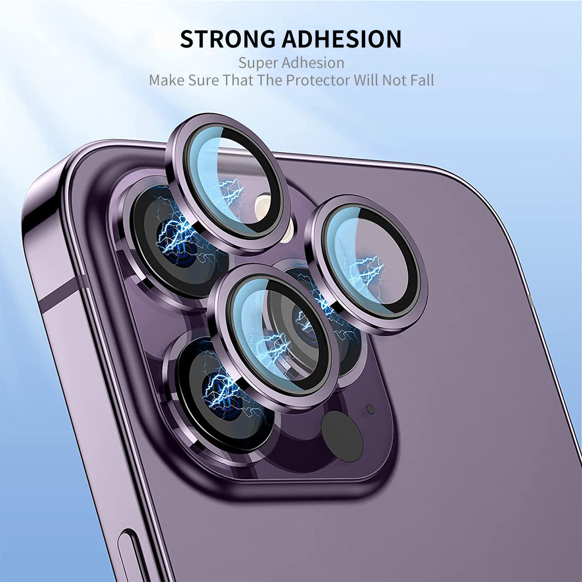Uniqkart 1 Set For iPhone 15 Pro / 15 Pro Max AR Ultra Clear Camera Lens Protector Tempered Glass+Aluminum Alloy Lens Film - Blue