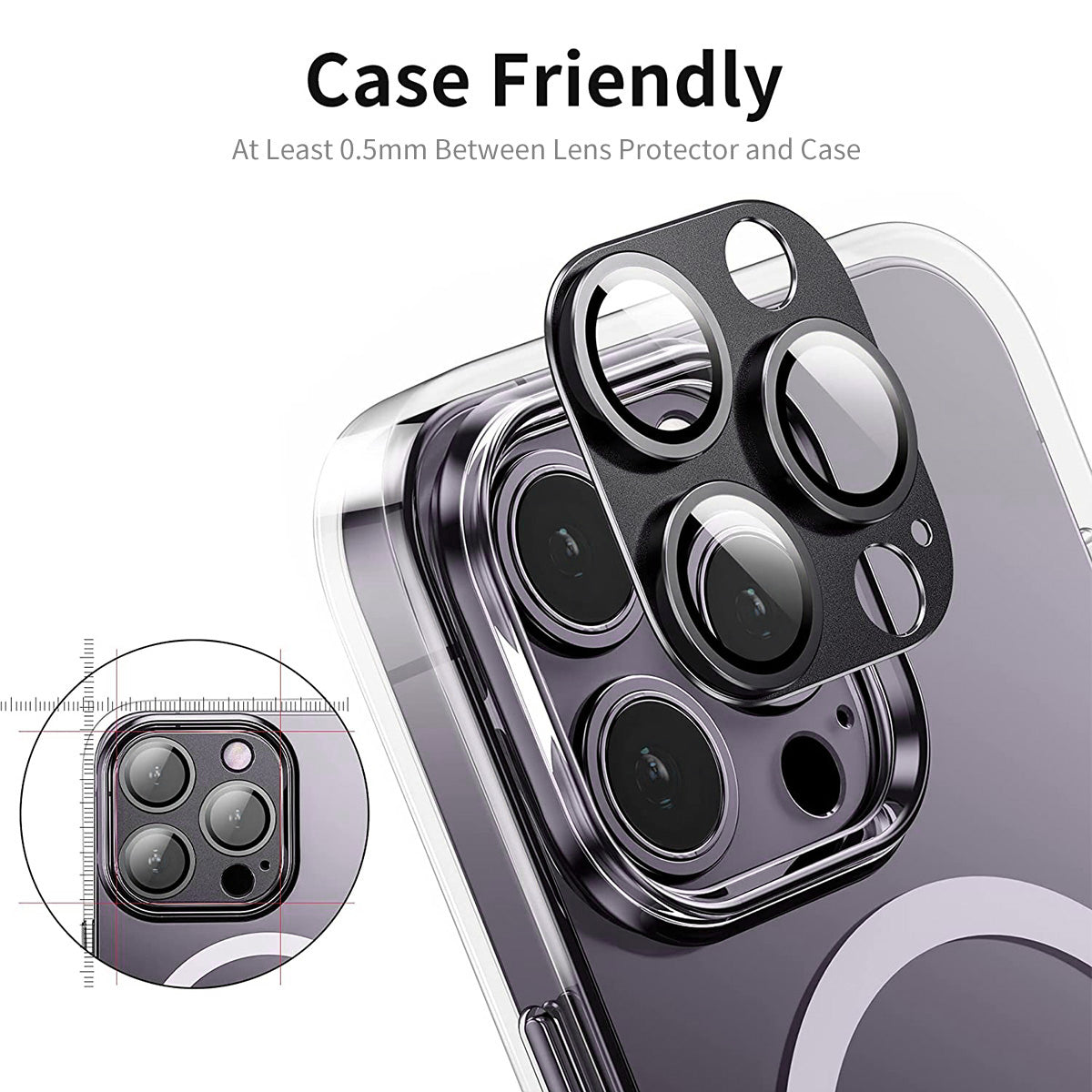 Uniqkart For iPhone 15 Pro / 15 Pro Max AR Ultra Clear Camera Lens Protector Tempered Glass+Aluminum Alloy Lens Film - Silver