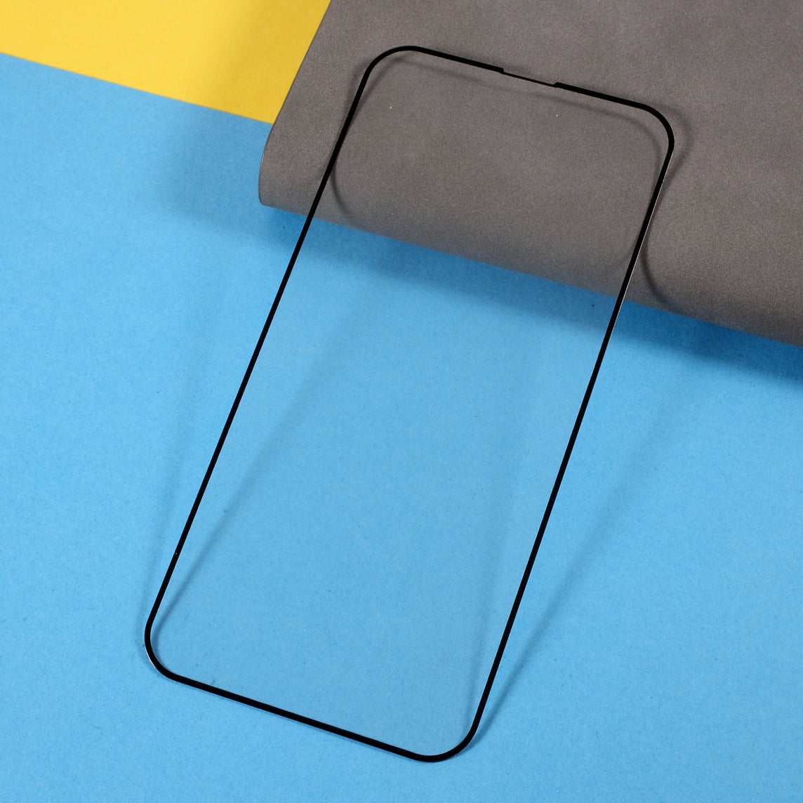 Uniqkart for iPhone 15 Plus Silk Printing Black Edge Full Coverage Tempered Glass Film 9D Full Glue Phone Screen Protector