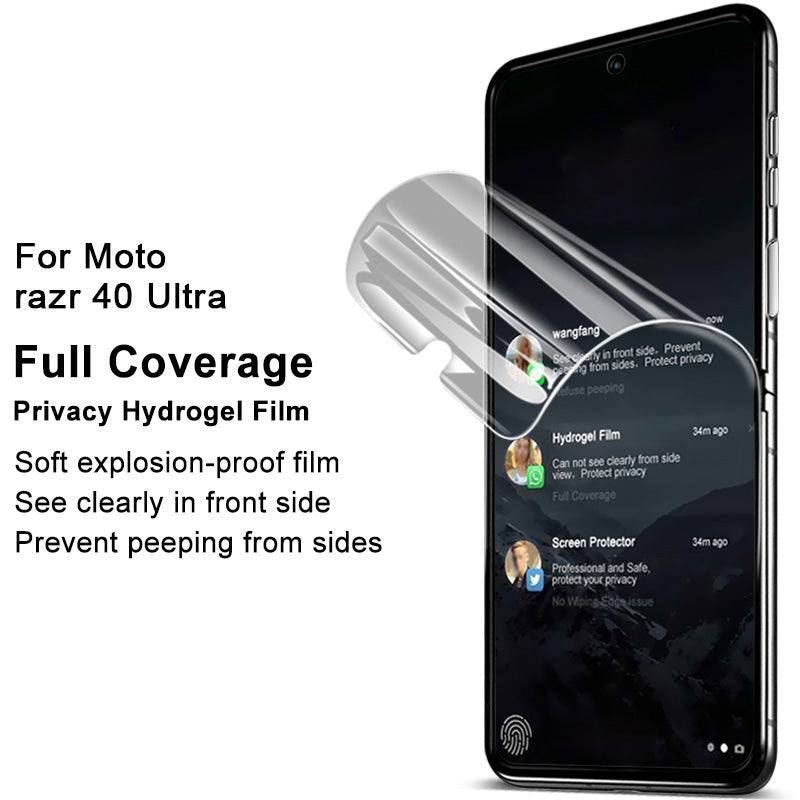 Uniqkart Hydrogel Film III For Motorola Razr 40 5G / Razr 40 Ultra 5G Anti-Spy TPU Phone Screen Film Full Covering Screen Protector