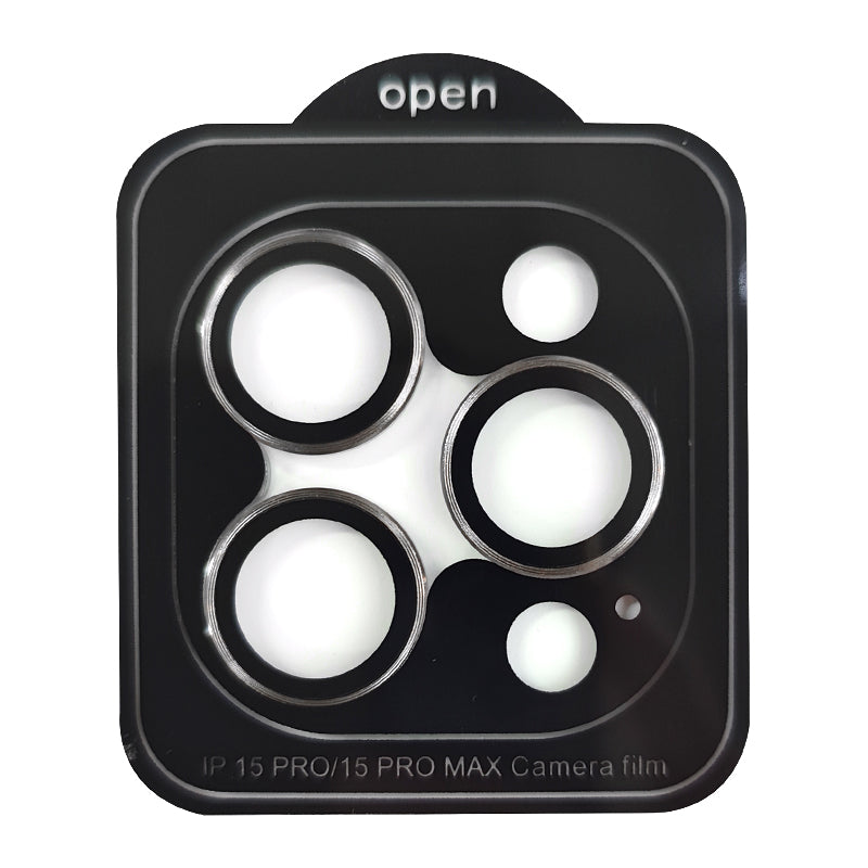 Uniqkart For iPhone 15 Pro / 15 Pro Max AR Camera Lens Protector Individual Ring Tempered Glass Rear Lens Film - Silver