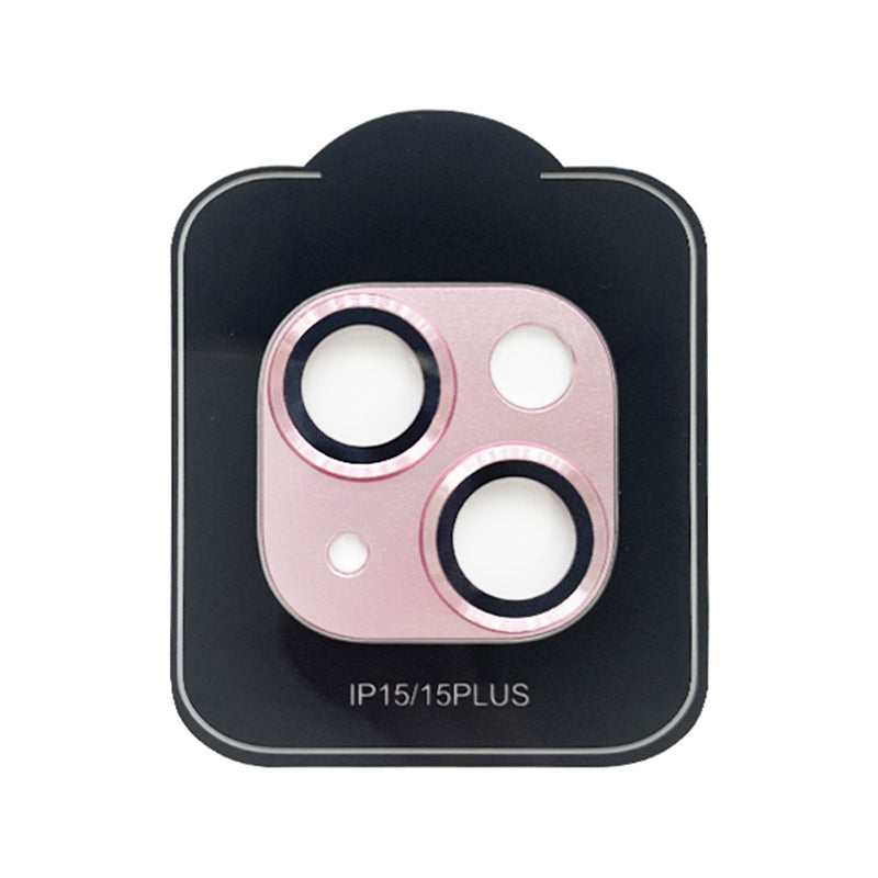 Uniqkart For iPhone 15 / 15 Plus Tempered Glass Camera Lens Protector Matte Phone Rear Lens Film - Pink