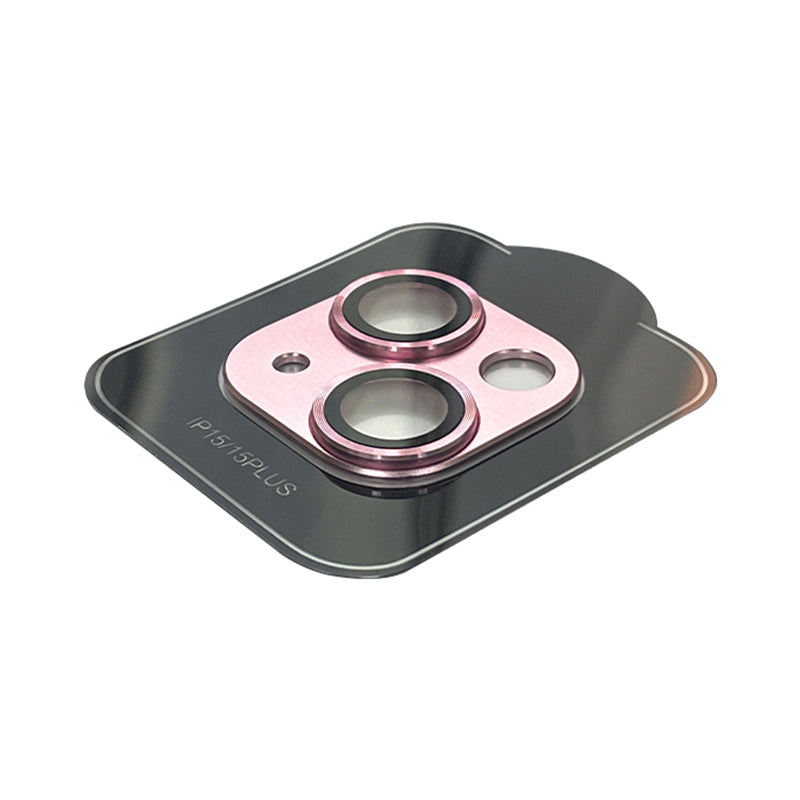 Uniqkart For iPhone 15 / 15 Plus Tempered Glass Camera Lens Protector Matte Phone Rear Lens Film - Pink