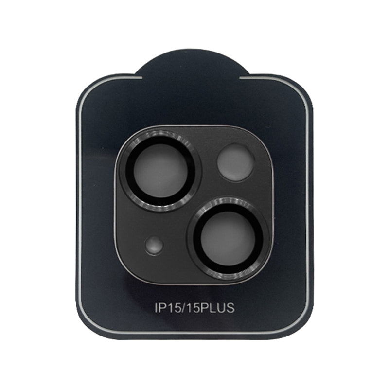 Uniqkart For iPhone 15 / 15 Plus Tempered Glass Camera Lens Protector Matte Phone Rear Lens Film - Black