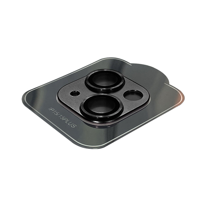 Uniqkart For iPhone 15 / 15 Plus Tempered Glass Camera Lens Protector Matte Phone Rear Lens Film - Black