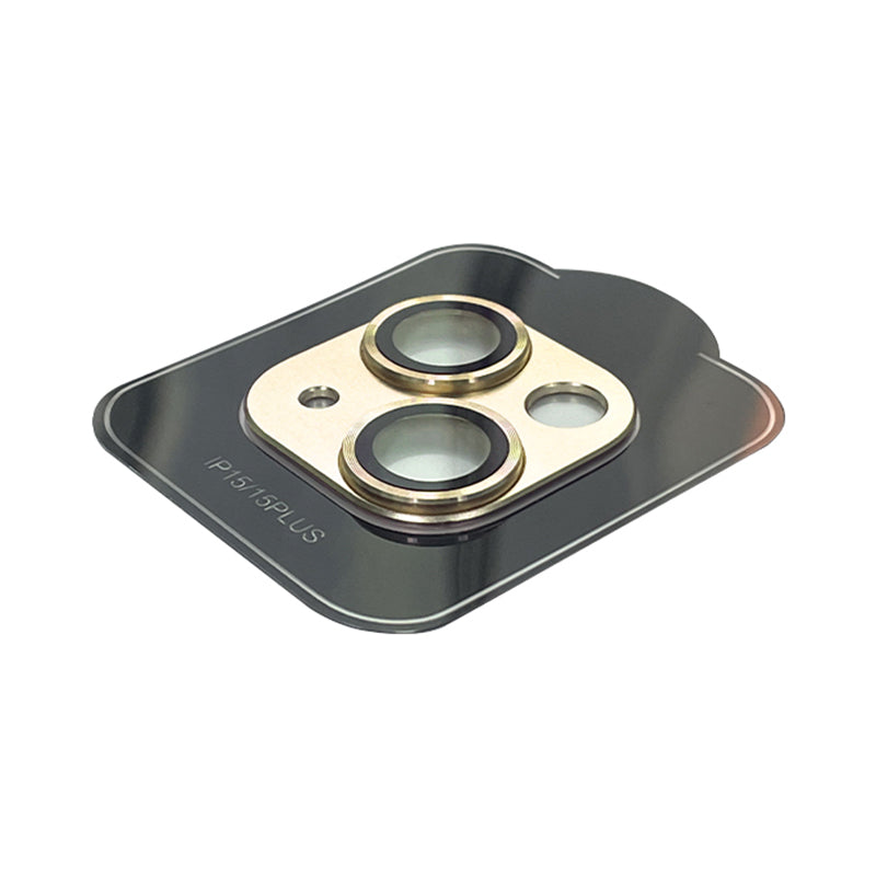 Uniqkart For iPhone 15 / 15 Plus Tempered Glass Camera Lens Protector Matte Phone Rear Lens Film - Champagne Gold