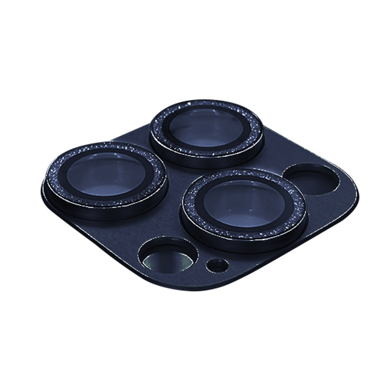 Uniqkart For iPhone 15 Pro / 15 Pro Max Camera Lens Protector Tempered Glass Glitter Camera Lens Film - Blue