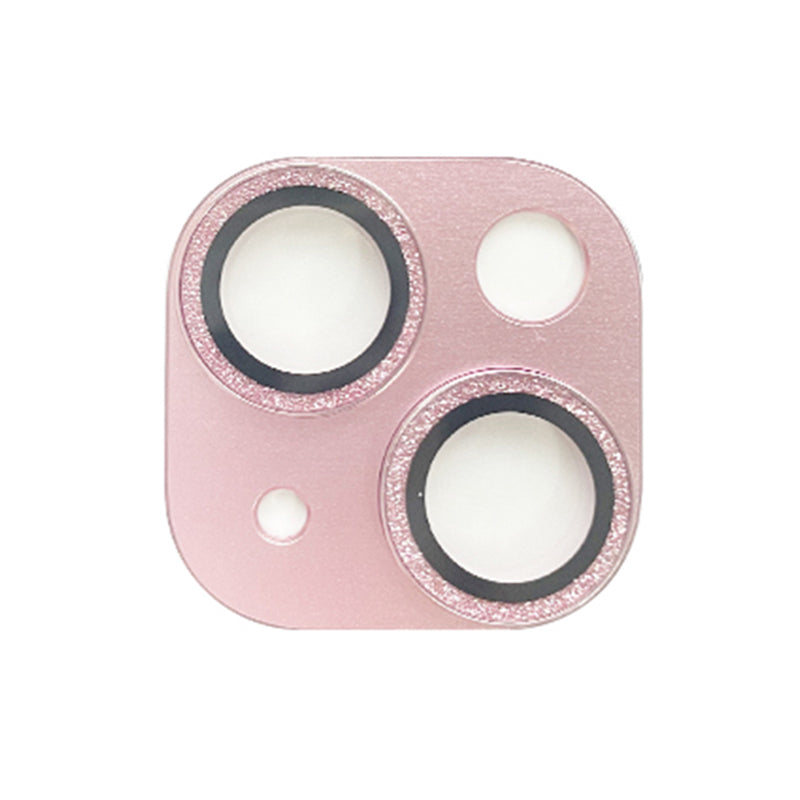 Uniqkart For iPhone 15 / 15 Plus Tempered Glass Camera Lens Protector Glitter Anti-scratch Rear Lens Film - Pink
