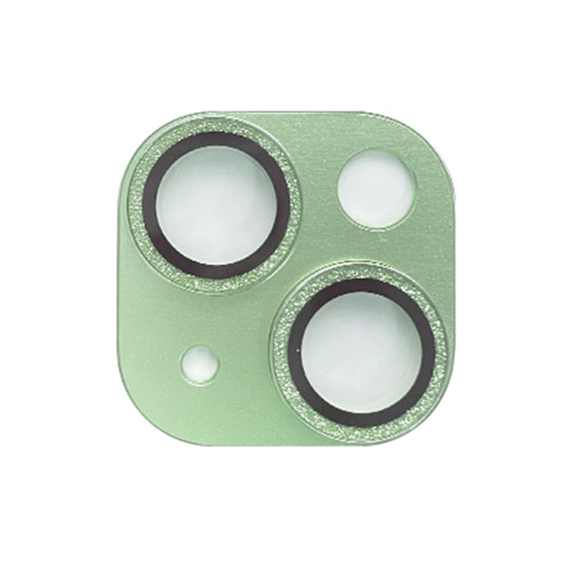 Uniqkart For iPhone 15 / 15 Plus Tempered Glass Camera Lens Protector Glitter Anti-scratch Rear Lens Film - Green