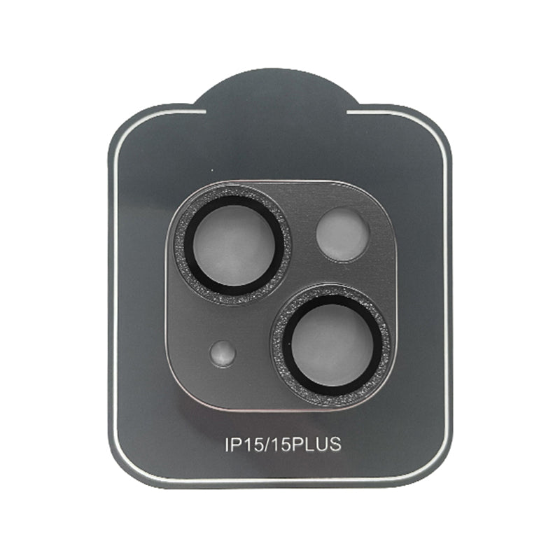 Uniqkart For iPhone 15 / 15 Plus Tempered Glass Camera Lens Protector Glitter Anti-scratch Rear Lens Film - Black