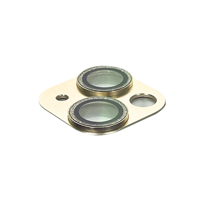 Uniqkart For iPhone 15 / 15 Plus Tempered Glass Camera Lens Protector Glitter Anti-scratch Rear Lens Film - Champagne Gold