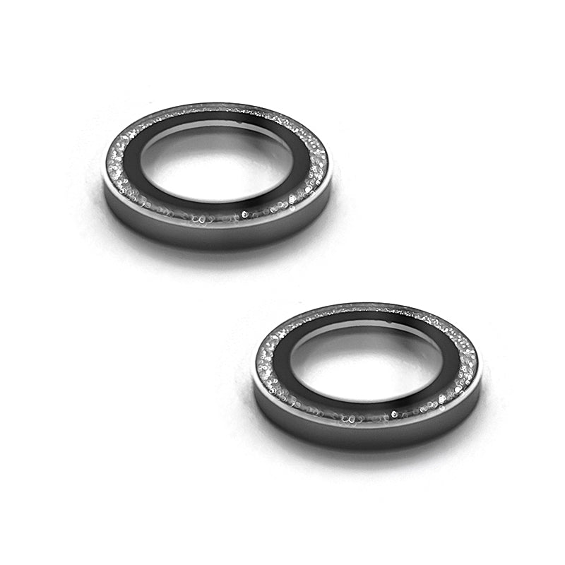 Uniqkart For iPhone 15 / 15 Plus Glitter Camera Lens Protector Tempered Glass AR Clear Back Lens Film - Black