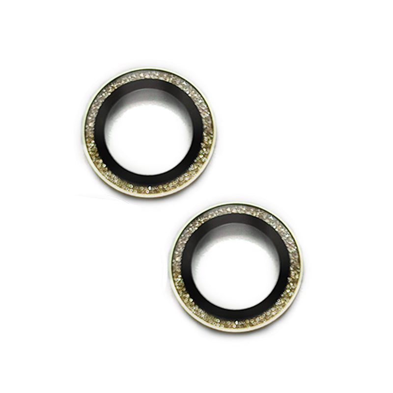 Uniqkart For iPhone 15 / 15 Plus Glitter Camera Lens Protector Tempered Glass AR Clear Back Lens Film - Gold