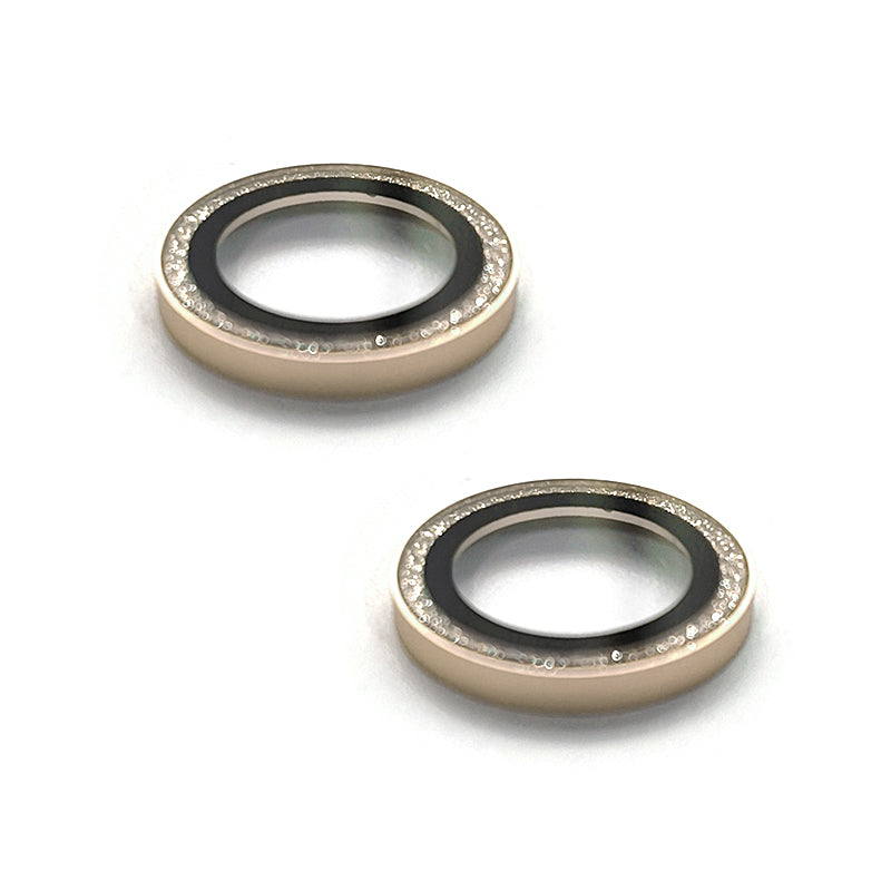 Uniqkart For iPhone 15 / 15 Plus Glitter Camera Lens Protector Tempered Glass AR Clear Back Lens Film - Gold