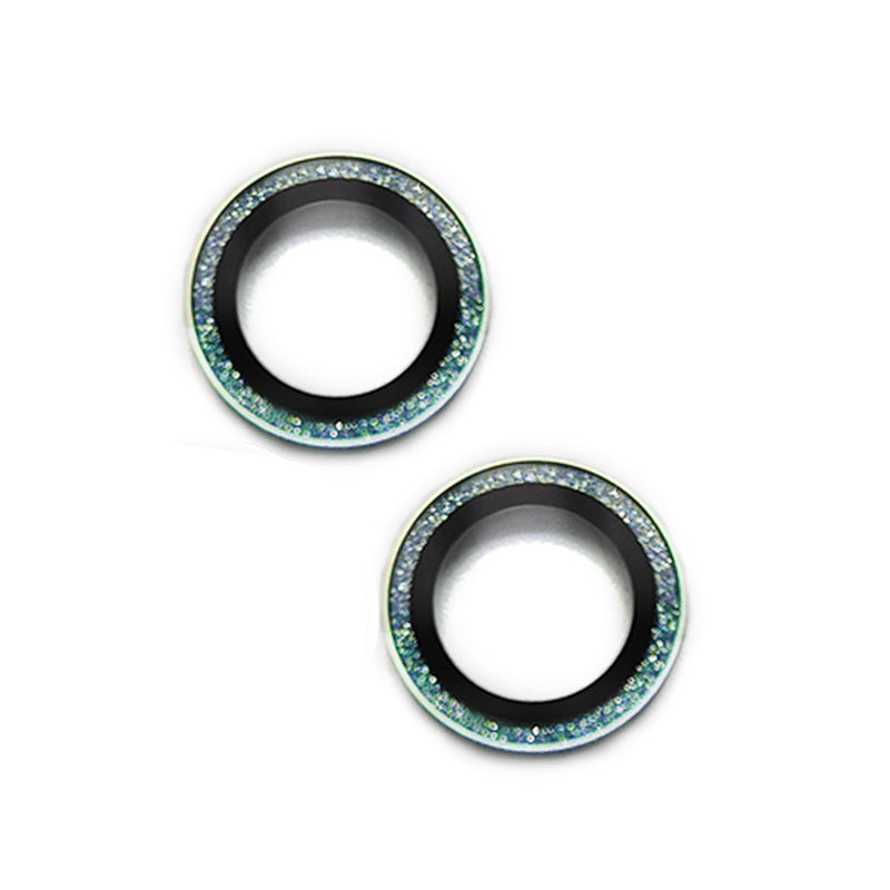 Uniqkart For iPhone 15 / 15 Plus Glitter Camera Lens Protector Tempered Glass AR Clear Back Lens Film - Green