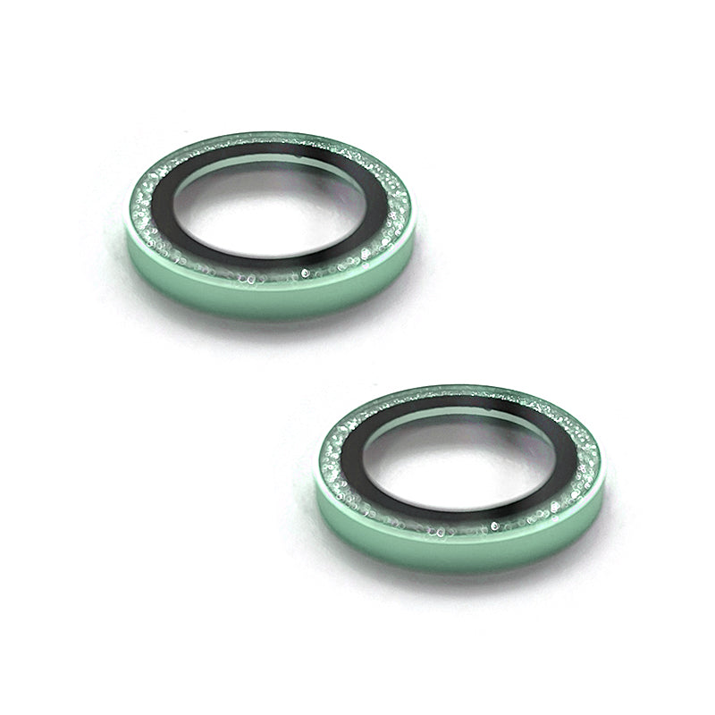 Uniqkart For iPhone 15 / 15 Plus Glitter Camera Lens Protector Tempered Glass AR Clear Back Lens Film - Green