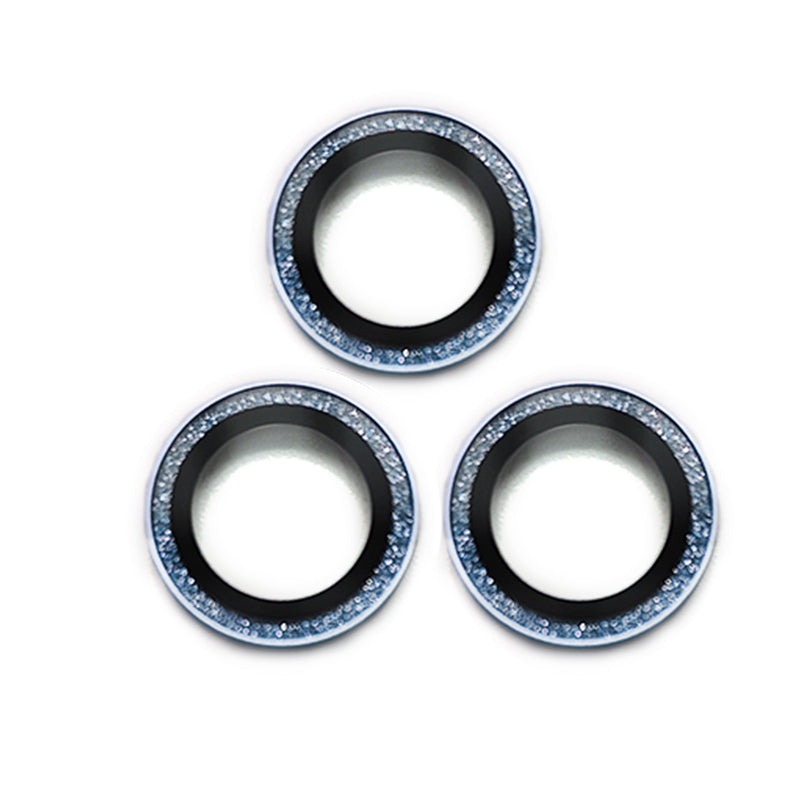 Uniqkart For iPhone 15 Pro / 15 Pro Max Camera Lens Protector AR HD Tempered Glass Glitter Ring Lens Film - Blue
