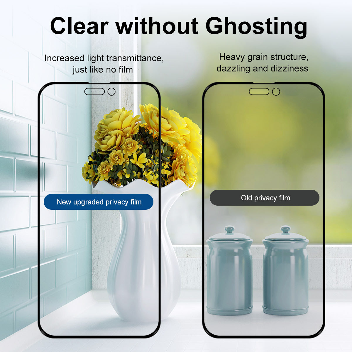 Uniqkart For iPhone 15 Plus Privacy Screen Protector 28-degree Anti-peep Tempered Glass Film