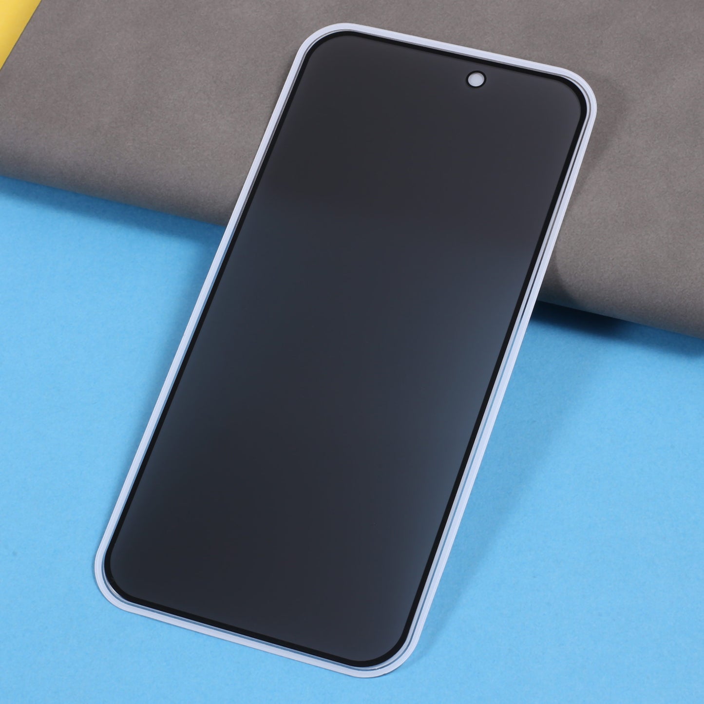 Uniqkart for iPhone 15 Pro Max Silk Printing Screen Protector Full Glue Full Cover High Aluminium-silicon Glass Anti-peep Film