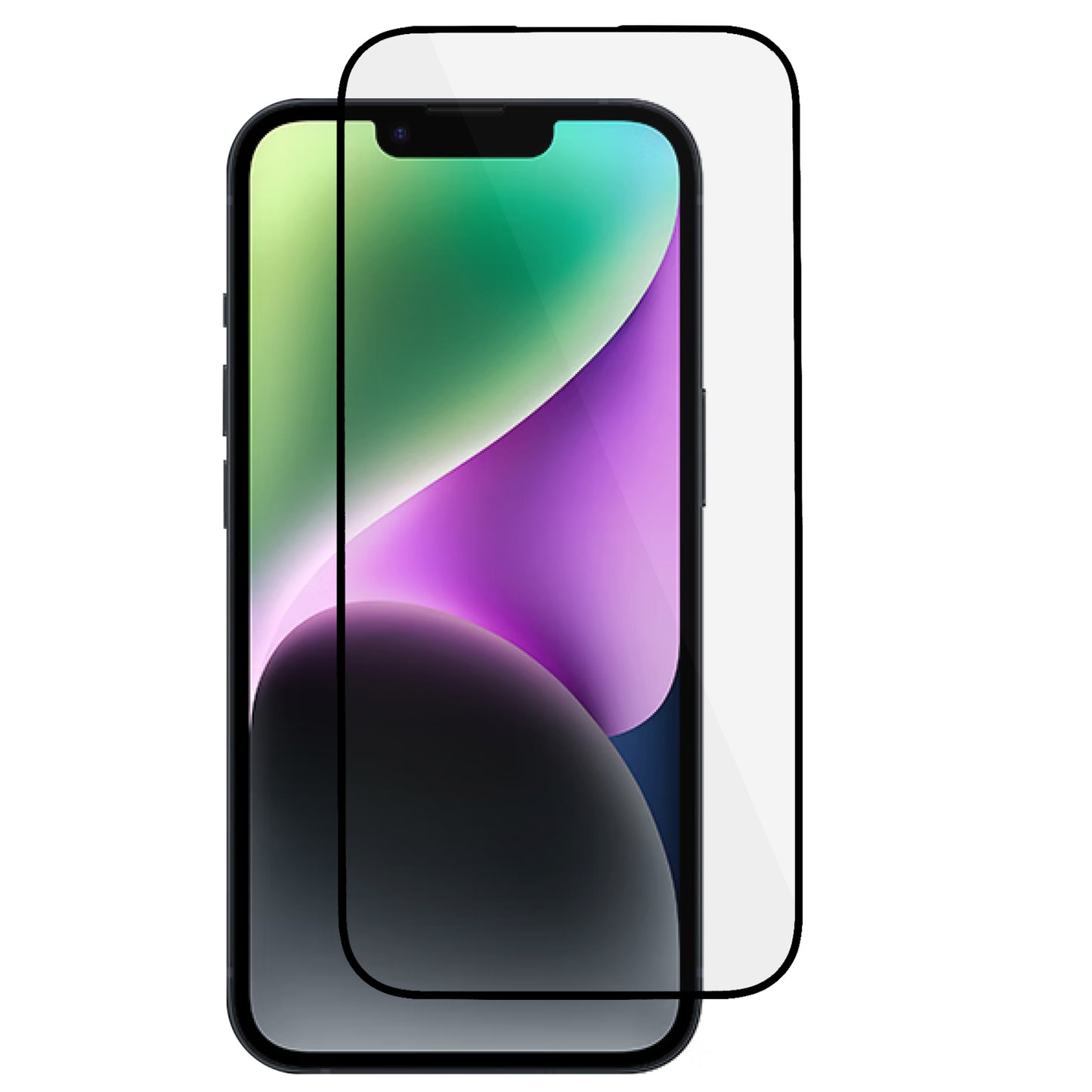 Uniqkart for iPhone 15 Plus Tempered Glass Screen Protector Electroplated Silk Printing Full Cover Full Glue Film