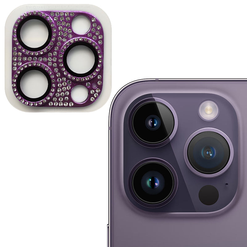 Uniqkart For iPhone 15 Pro / 15 Pro Max Aluminum Alloy + Tempered Glass Lens Film Crystal Clear Camera Lens Protector - Purple