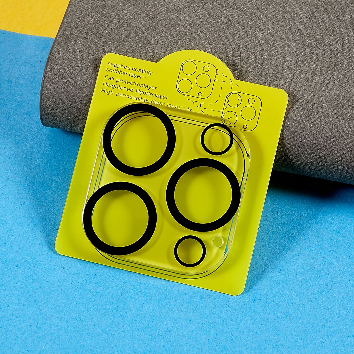 Uniqkart for iPhone 15 Pro / 15 Pro Max 3D Silk Printing Camera Lens Film Tempered Glass Phone Rear Lens Protector