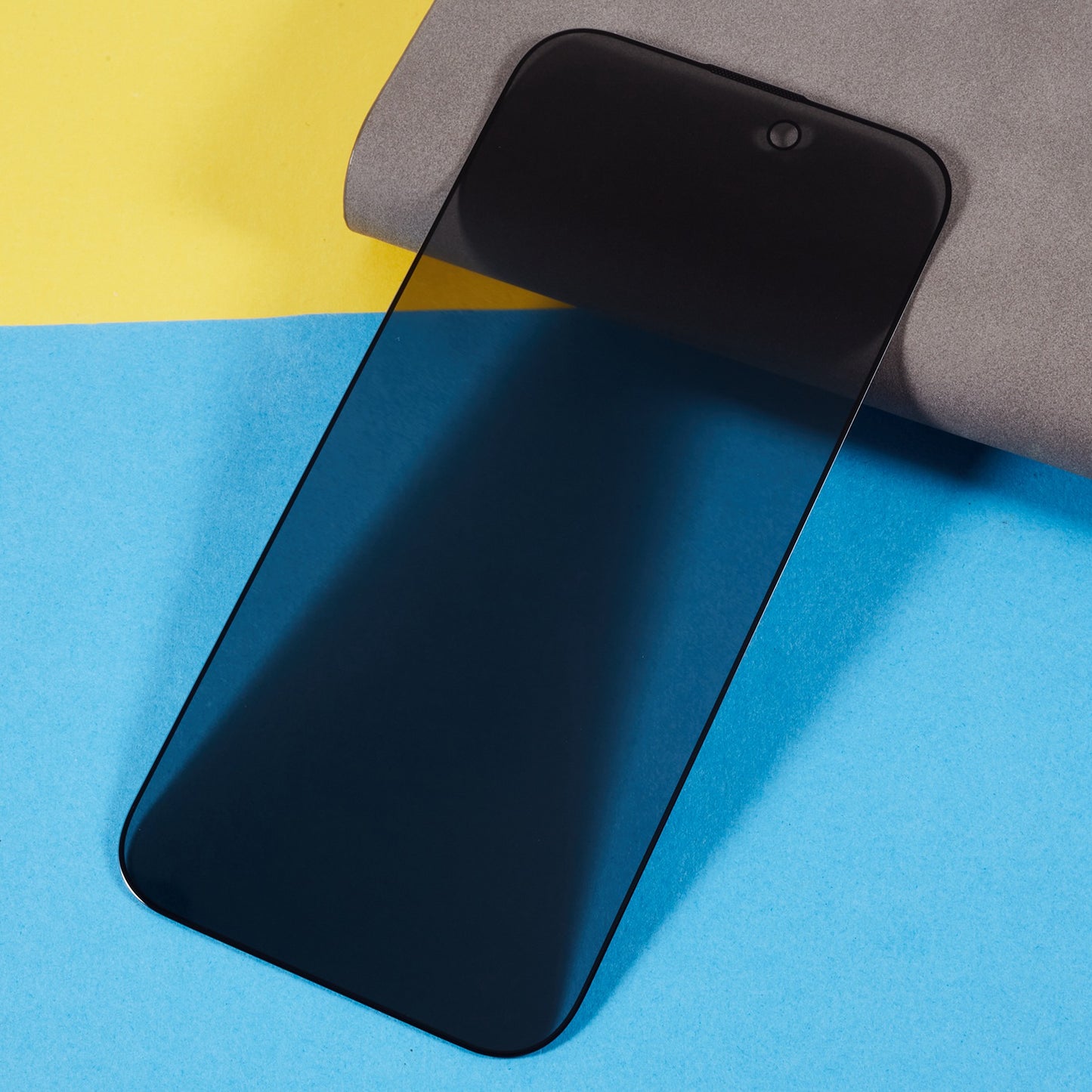 180 Degree Anti-Spy Film for iPhone 15 Pro Max , Full Glue Tempered Glass Silk Printing Full Screen Protector