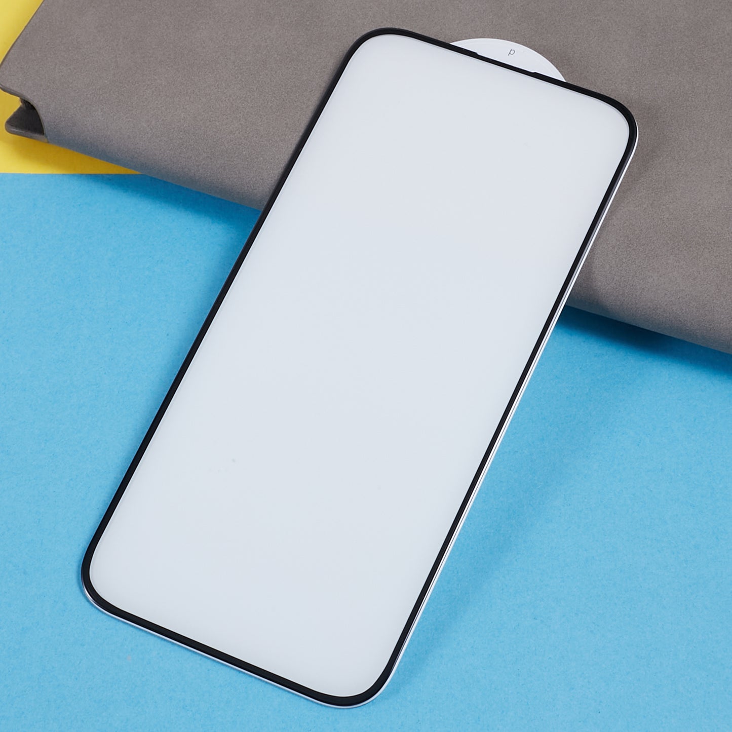 Uniqkart For iPhone 15 Pro Silk Printing Screen Protector High Aluminum-silicon Glass 3D Arc Edge Cold Carving Full Glue Film