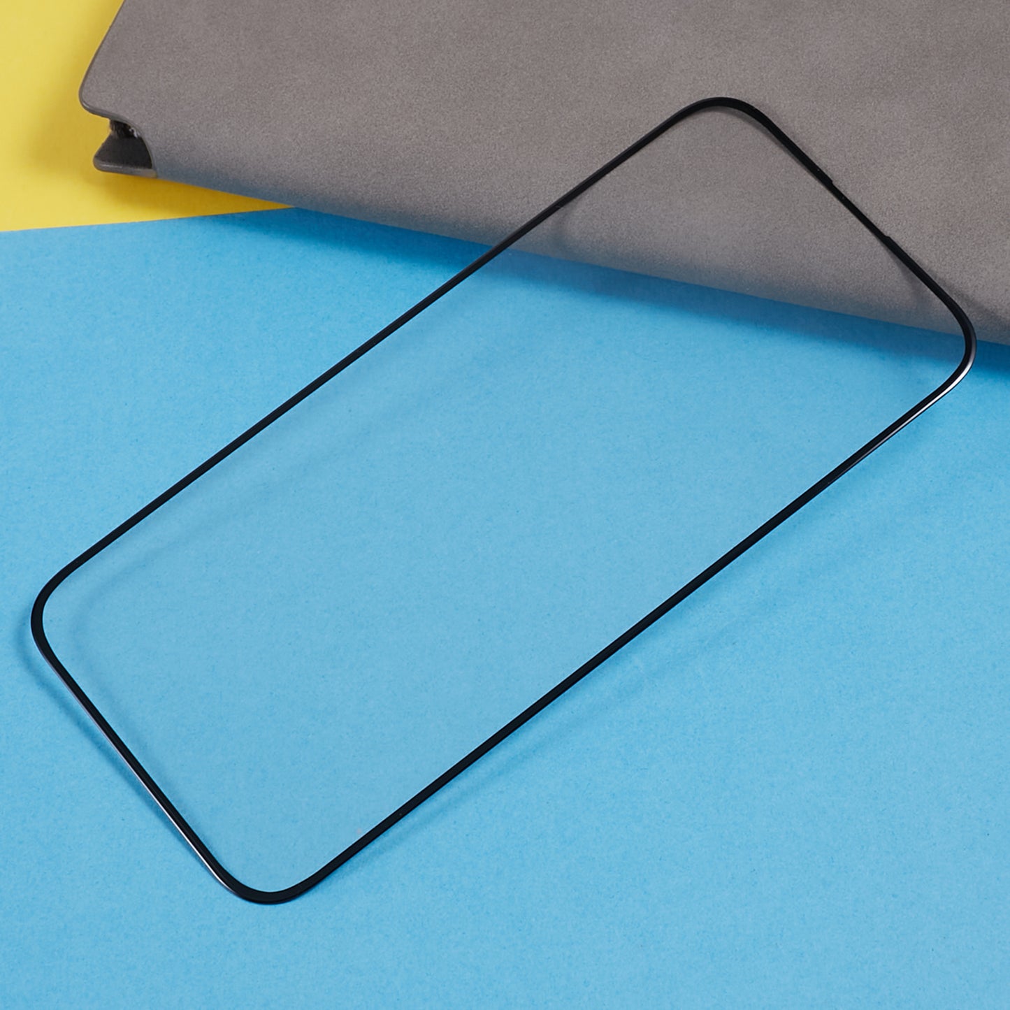 Uniqkart For iPhone 15 Pro Silk Printing Screen Protector High Aluminum-silicon Glass 3D Arc Edge Cold Carving Full Glue Film