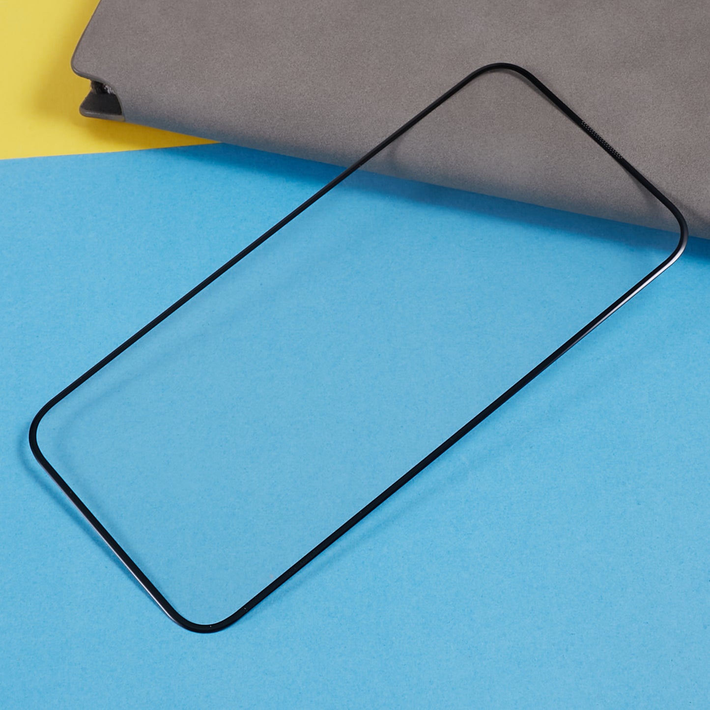 Uniqkart For iPhone 15 Pro Max Silk Printing High Aluminum-silicon Glass Film Anti-Dust 3D Arc Edge Cold Carving Screen Protector