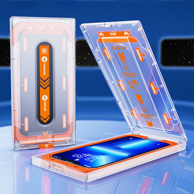 Uniqkart for iPhone 15 Pro Smooth Tempered Glass Protector Silk Printing Full Glue Full Screen Film with Installation Tool