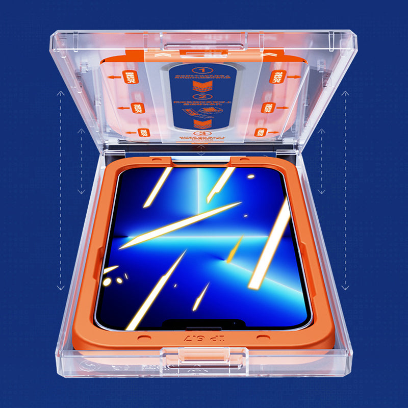 Uniqkart for iPhone 15 Pro Smooth Tempered Glass Protector Silk Printing Full Glue Full Screen Film with Installation Tool