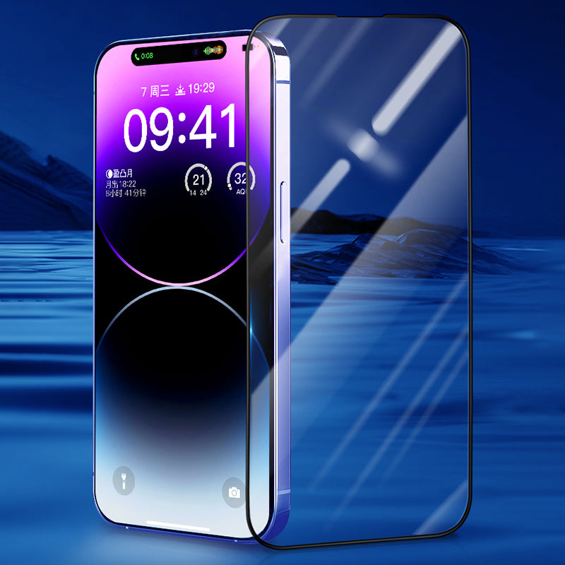 Uniqkart 2.5D Full Screen Protector for iPhone 15 Pro Max , Silk Printing Full Glue Tempered Glass HD Clear Film