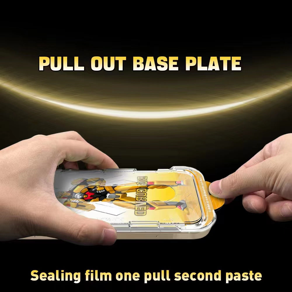 Uniqkart For iPhone 15 Pro Max Large Arc Edge Screen Protector HD Clear Tempered Glass Film with Dust-proof Net