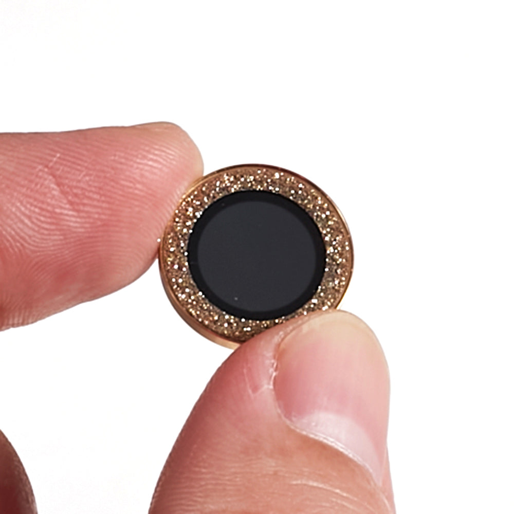 Uniqkart for iPhone 15 / 15 Plus Camera Lens Protector Set Bling Glitter Metal Ring Tempered Glass Lens Film - Gold